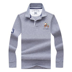 High Quality Tops&Tees Solid color Men Polo 3D Embroidery Business Casual Polo Shirts Winter Long sleeve polo shirt man brand