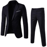 2Pcs/Set Men Suit Plus Size Men Solid Color Long Sleeve Lapel Slim Button Business Suit Work clothes Business suits