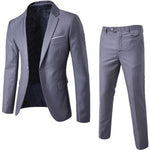 2Pcs/Set Men Suit Plus Size Men Solid Color Long Sleeve Lapel Slim Button Business Suit Work clothes Business suits