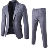 2Pcs/Set Men Suit Plus Size Men Solid Color Long Sleeve Lapel Slim Button Business Suit Work clothes Business suits